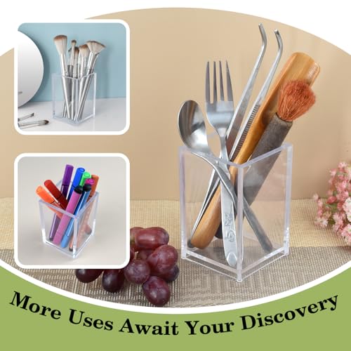 10 Pack Clear Acrylic Pen Holders For Desk, Pencil Cup Makeup Brush Holders - color: 10 pcs
