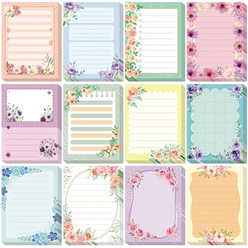 Chiisong 12 Pads Cute Sticky Notes Flower Sticky Notes - style: Floral