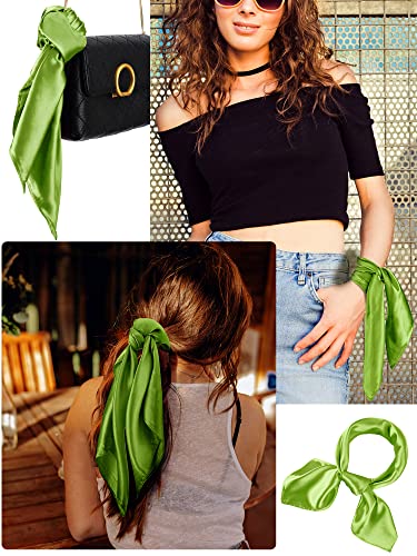 SATINIOR Square Neck Scarf Women - color: Green, size: 23.6 x 23.6 inches