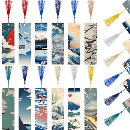 Outus 12 Pcs Kids Bookmarks, Cute Bookmarks for Kids Girls, Bookmarks Gifts for Girls, Women, Teens, Rulers for Kids, Dessert Bookmarks, Party Favors School Classroom Reading Presents(Ukiyo-e) - style: Ukiyo-e