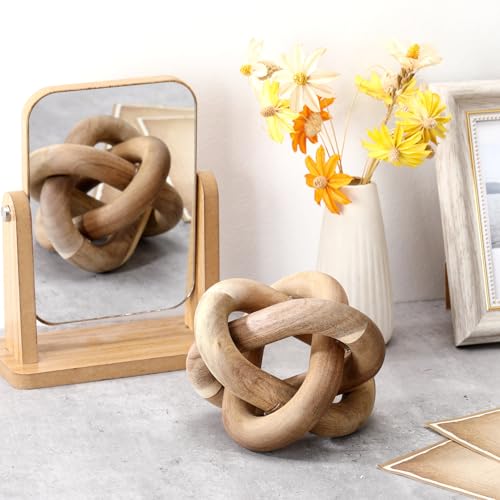 Yalikop 3 Link Wood Knot Decor Rustic Table Shelf Accents, Acacia Wood - color: Acacia Wood