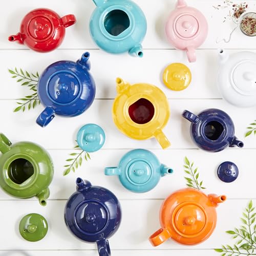 RSVP International Stoneware Teapot Collection, Microwave and Dishwasher Safe, 42 oz, Light Blue - color: Light Blue, size: 42 oz