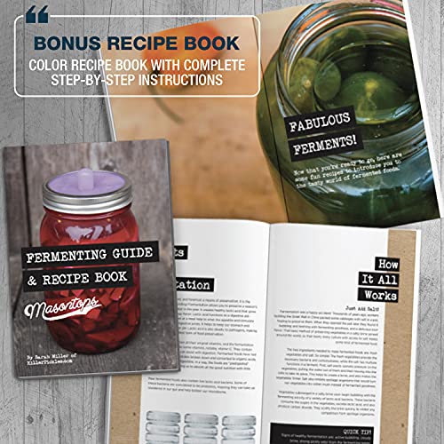 Masontops Complete Mason Jar Fermentation Kit - Easy Small/Regular Mouth Jars Vegetable Fermenting Set - DIY Equipment Essentials - size: Regular Mouth