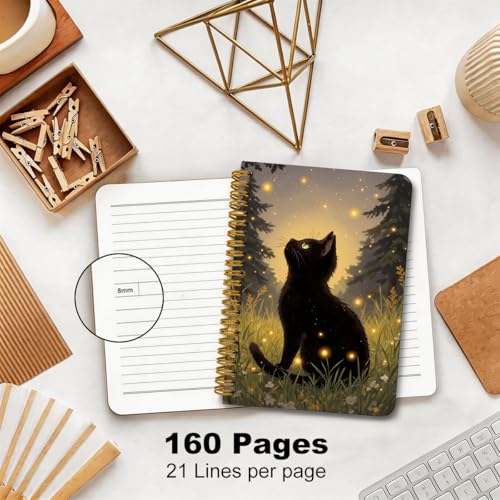 2 Pcs Cute Cat A5 Spiral Notebook, Cat Gifts College Ruled Spiral Notebooks - color: Multicolour 0018