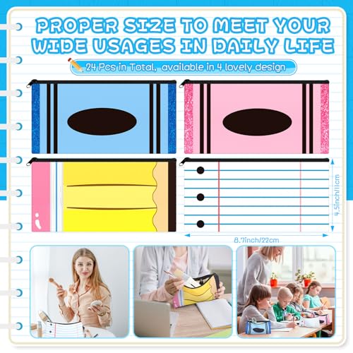 24 Pcs Back to School Gifts Cute Pencil Case Pouch, Lovely Style - style: Lovely Style