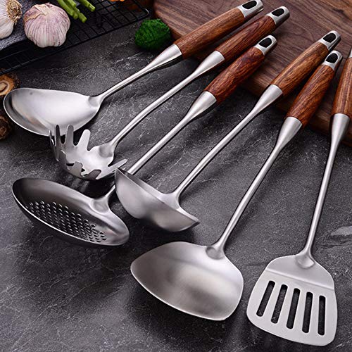 Kitchen Utensils Set,6 PCS with Utensils Holder,304 Stainless Steel - style: Cooking Utensils-wood handle