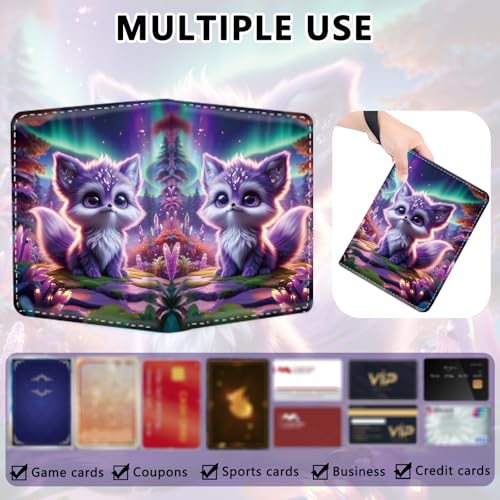 4 Pocket Trading Card Binder, Holds 400 Cards, 3-Ring Binder - color: Cute purple cat