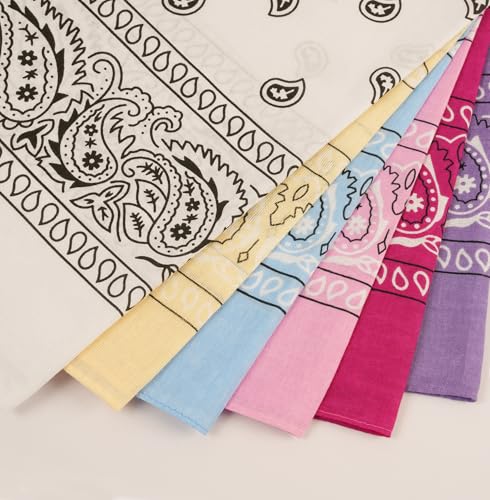 Bycc Bynn Large Soft Cotton Bandanas Pack for Men & Women 22 x 22 inches - color: S- 6 Pack-3