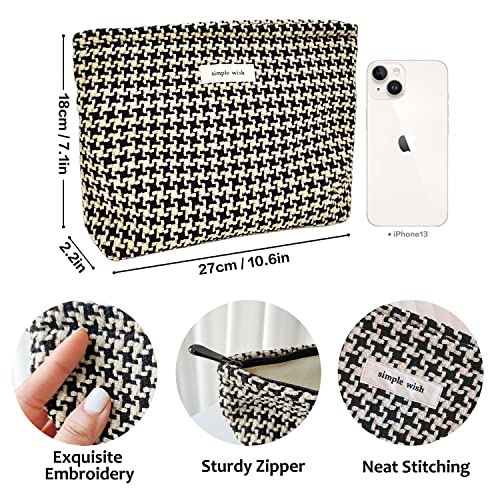 STARDW Travel Makeup Bag Organizer, Cosmetic Pouch for Women, Puppytooth - color: Checkered