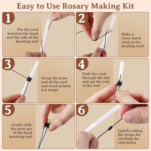 Dunkive 2 Pack Rosary Cord Knotting Tool, Dual Head,White - color: White
