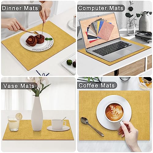 Homaxy PU Faux Leather Placemats for Dining Table, Set of 6, Yellow - color: Yellow