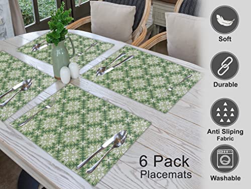 Ruvanti Placemats Set of 6, 100% Cotton Place Mats of 13"x19" – Grass Green - color: Grass Green