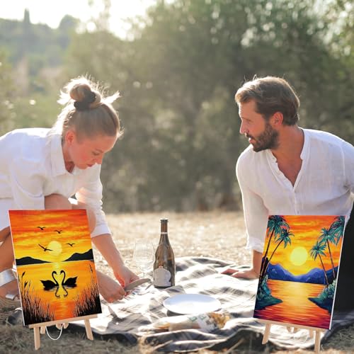 Sherr 24 Pcs Pre Drawn Canvas for Adult, Scenery, 8 x 10 Inch - size: 8 x 10 Inch, style: Scenery