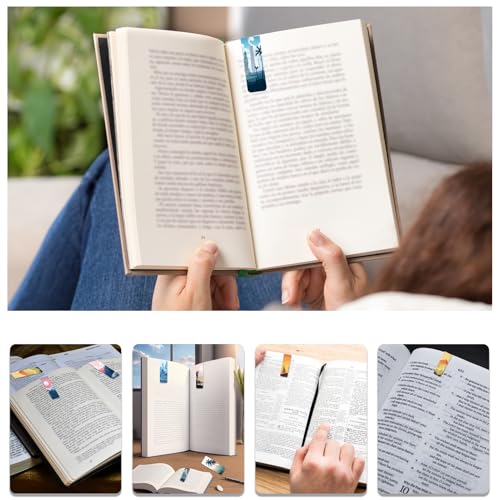 48 Pieces Magnetic Bookmarks Magnet Page Markers - Book Marks for Reading Women & Men with Storage Boxes - Cute Magnet Bookmark Clips for Reading Pleasure（Coconut Trees） - size: 48, style: Coconut Trees Style