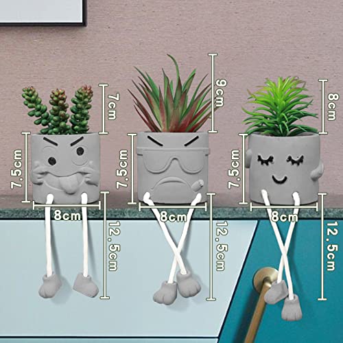 Zerzsy 3 Pack Faux Plants Small Artificial Succulents, Fake Plant Modern Farmhouse Decor, Mini Plants Succulent Pots Bathroom Decor, Office Desk Accessories - color: 3 Pcs Set/a
