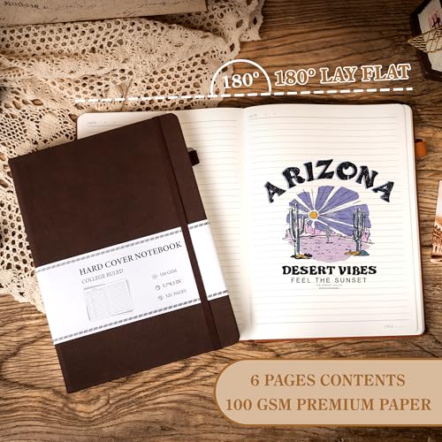 CAGIE Journal Notebook for Men Women Leather Journaling Diary Daily, Brown - color: Coffee, style: Lined A5