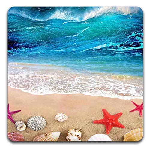 Beach Shells Square Coaster Set - Made of Recycled Rubber - Set of 4 - color: Beach Shells