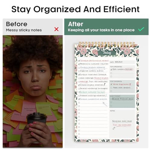Taja To Do List Notepad, Undated Daily Planner for Work and Goal Setting - color: t-Rose Meadow, size: 1 Pack