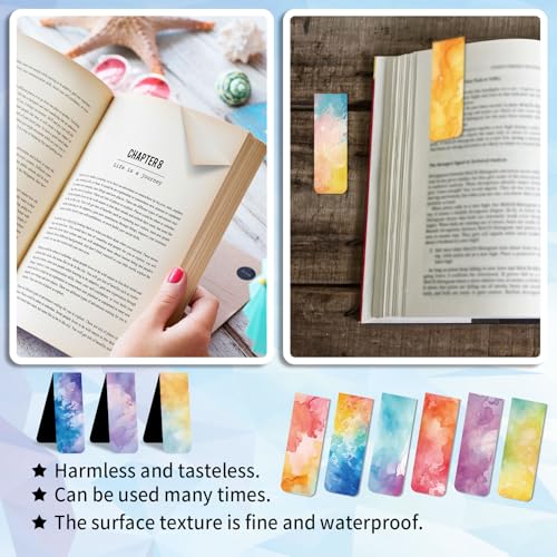 48 Pieces Magnetic Bookmarks Magnet Page Markers - Book Marks for Reading Women & Men with Storage Boxes - Cute Magnet Bookmark Clips for Reading Pleasure（Watercolor） - size: 48, style: Watercolor Style