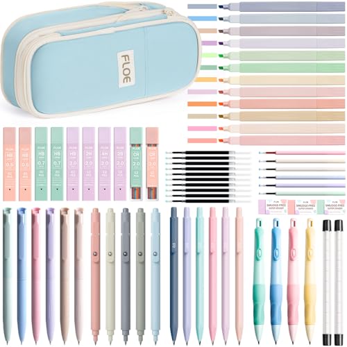 65PCS Aesthetic School Supplies Back to School Supplies Cute Stationary Set - color: Blue