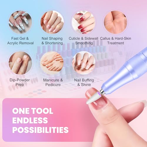 Electric Nail Drill 50000RPM, Professional Nail File Machine - color: Pale Lavender