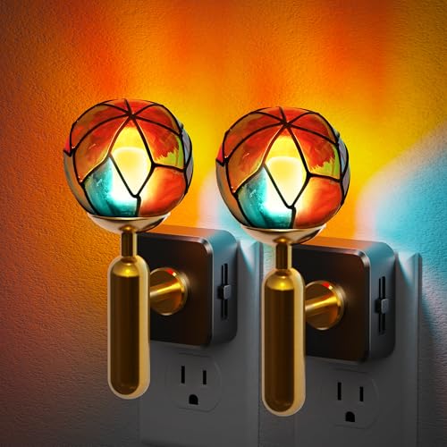 JandCase Night Light Plug in, Night Lights Plug into Wall - color: Colorful Globe-3000K, size: 2 Pack