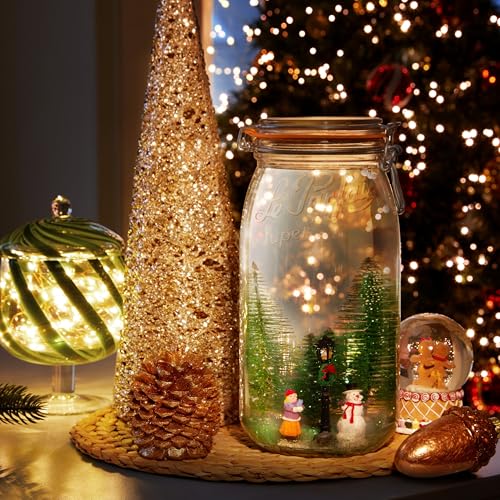 Le Parfait Super Jar 3L (96oz) French Glass Preserving Jar w/Airtight Rubber Seal & Wire Bail Closure - BPA-Free Canning Jar for Pickles, Fruit, Sauce& Food Storage - Made in France Since 1930 3PK/CP - color: 96oz (Set/3 CP)