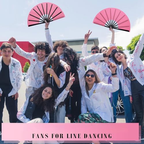Maitys 2 Pack Foldable Fans for Rave Dancing,Pink,Flash Pattern - color: Pink, style: Flash Pattern