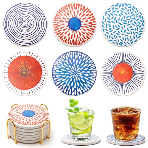 Fun Mid Century Modern Outdoor Coasters Patio Table Boho Cute Coaster Set - color: Mid Century