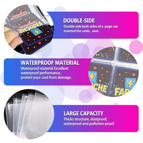 Trading Card Binder for TCG Cards, 4-Pocket Portable Card Collector Ablum Holder Book Fits 400 Cards with 50 Removable Sleeve, Waterproof Card Binder Display Storage Carrying Cases -Lightning - color: Lightning-400 cards 2