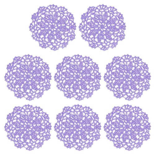 uxcell Fabric Coasters, 8pcs 4" - Cotton Woven Crochet Doilies, Lace Embroidery Cup Mat with Floral Pattern for Wedding Party Decoration (Light Purple) - color: Light Purple