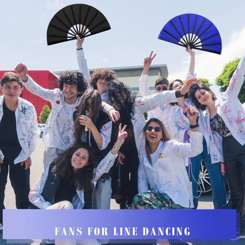 Maitys 2 Pack Foldable Fans for Rave Dancing,Dark Color,Simple Pattern - color: Dark Color, style: Simple Pattern
