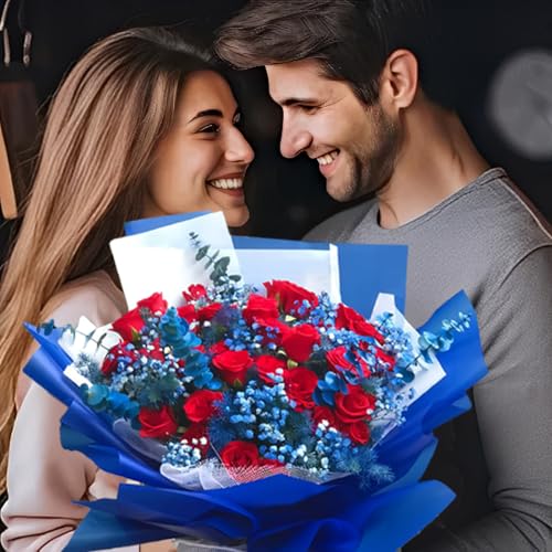 CCIJESW 20 Sheets Flower Bouquet Wrapping Paper Pure Dark Blue - color: 005-Slightly Transparent Blue