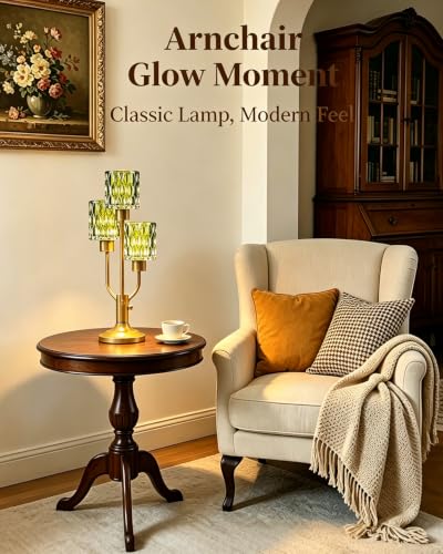 Lightdot Green Bedside Table Lamps Set of 2 Vintage Lamp for Living Room - color: 04-2 Packs-Gold-Green-Cylinder