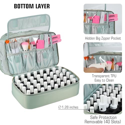 GR69N Nail Polish Organizer,Travel Nail Bag Organizer Case - color: Green
