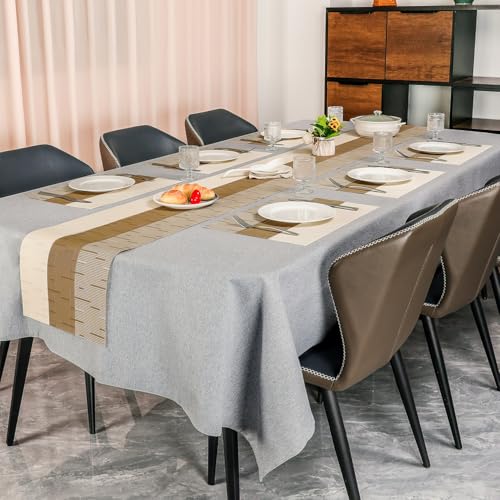 Placemats Set of 4, Vinyl Woven Heat-Resistant Place Mats - color: Beige Light Brown, size: Set of 4