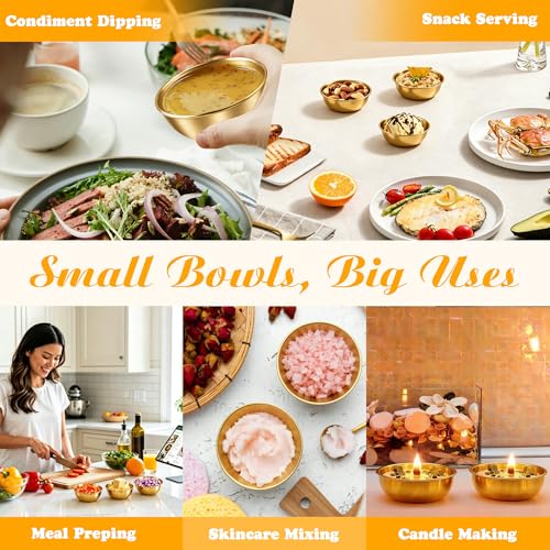 LIEMAND Stainless Steel Small Dipping Bowls, 3.5oz, Gold, 8-Pack - color: Gold