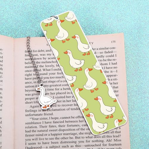 Green Stuff Cute Bookmarks for Women Girls Kids Silly Goose Metal Bookmark Funny Book Lovers Gifts for Readers Book Lovers Women Book Marks for Reading Womens Kid Girls Page Holders for Reading 2-Side - color: Green
