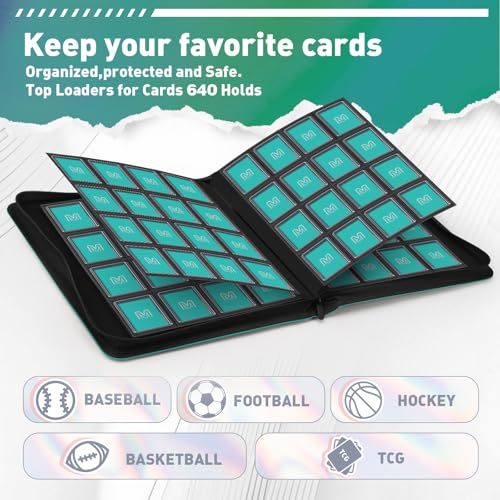 16 Pocket Toploader Binder,Holds 640 TopLoaders (16Cyan) - color: 16Cyan