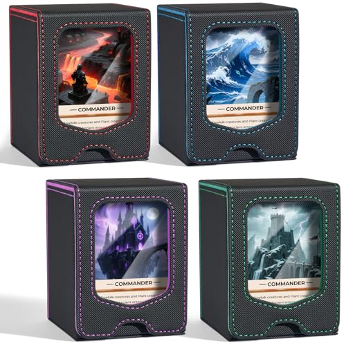 Fabmaker 4 Pack Deck Box Compatible with MTG Commander,Comman-der Deck Box - color: Multicolor, size: 4 pack