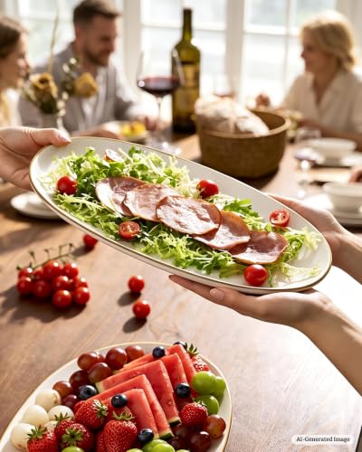 famiware Serving Platters Set of 3 Sizes - Oval, Matte White - color: Matte White