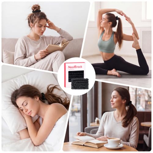 Needbrock Mulberry Silk Hair Ties, Thin Black Scrunchies for Women - color: Black