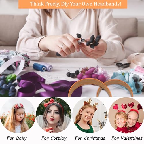 Wecoe 10 Pack Orange Headbands 1 Inch Wide Satin Headbands Women Non Slip Fashion Plain Head Bands Solid Hair Bands DIY Halloween Thanksgiving Day Hair Accessories for Women Girls Diademas Para Mujer - color: Orange