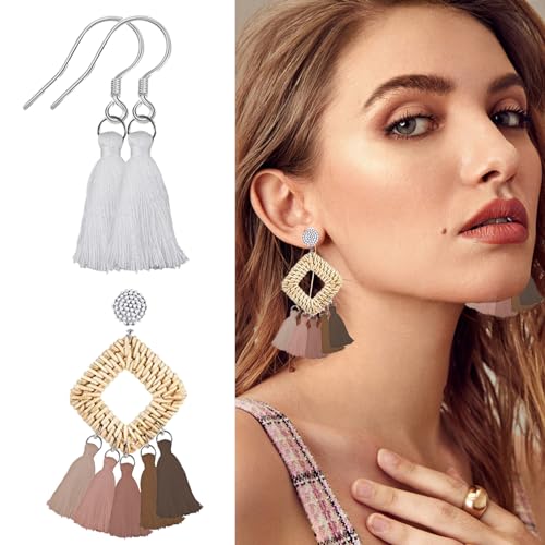 Mini Tassels Charm, 66pcs Silver Circle Mixed Color Mini Tiny Handmade Craft Tassels Charms for DIY Jewelry Necklace Making Accessories - color: 33 Colors -3.5cm