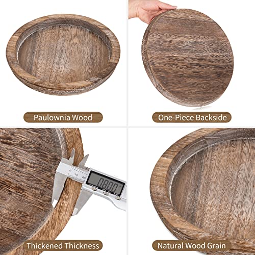 Hanobe Wooden Tray for Coffee Table, Decorative Round Candle Holder Plate - color: Distressed