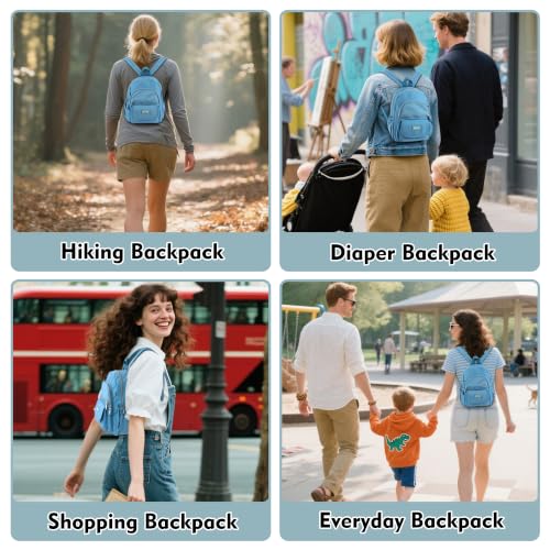 AOTIAN Mini Backpack for Women, Lightweight Sturdy Nylon Small Daypack - color: Mini Light Blue