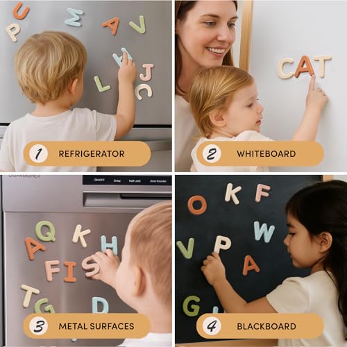 JoyCat Soft Silicone Magnetic Alphabet Letters, 26 Uppercase (Muted Color) - color: Muted Color
