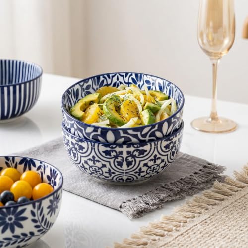 Soup Bowls, 28 Ounce Ceramic Cereal Bowls Set of 6 - color: Assorted Mix
