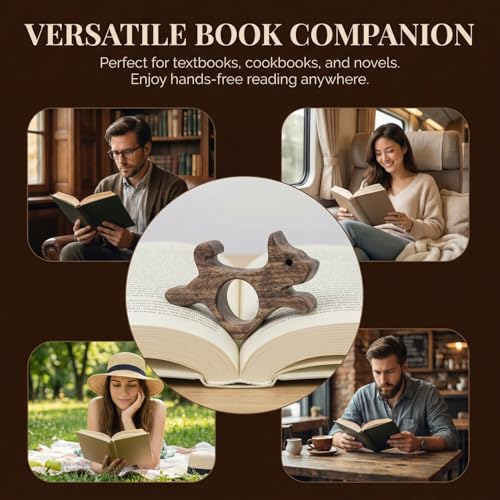 Medium Dog Book Page Holder, Walnut Wood Thumb Bookmark for Reading, Smooth Finish Book Holder - Ideal Book Lover Gifts, Bookish Gifts & Reading Accessories - size: Medium