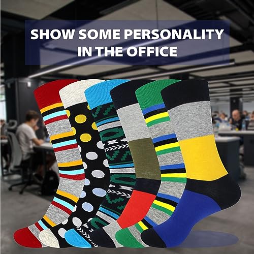 BambooMN Men's Cotton Colorful Design Fashion Novelty Dress Socks - color: Color 5 - 2 Pairs, size: 5-9